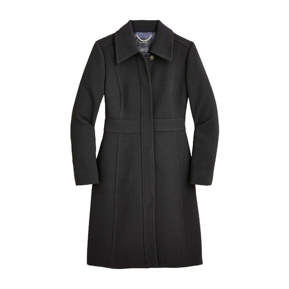 NWT J.Crew Petite New Lady Day TopCoat in Black Italian Doublecloth Wool 4P - Picture 1 of 10